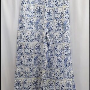 C&C California Blue and White Printed Pants